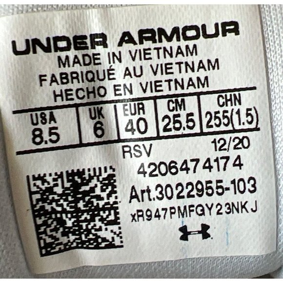 Under Armour UW W Essential Sneakers White/Breeze (3022955-103) Womens Sz 8.5 - Picture 10 of 10